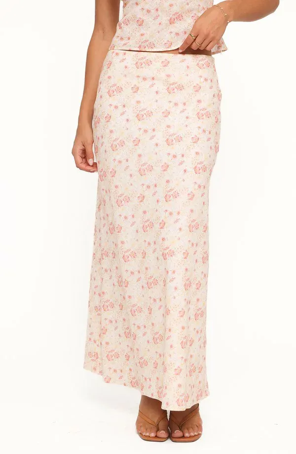 ペタルアンドパップ レディース ボトムスカート フラワー柄 プリント リネン マキシ フラワー Petal & Pup Giarda Floral Print Crinkle Linen Blend Maxi Skirt PEACH DITSY FLORAL ピーチ