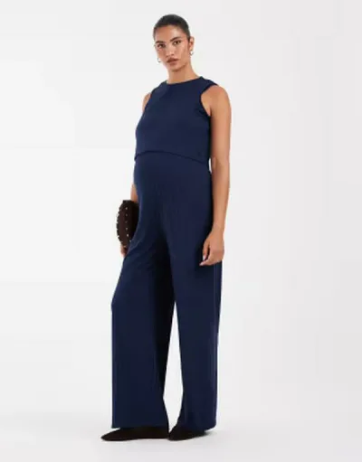 ママライシアス レディース トップス ジャンプスーツ ノースリーブ ジャージー マタニティ Mama.licious Mamalicious Maternity 2-function sleeveless jersey jumpsuit Navy Blazer ネイビー