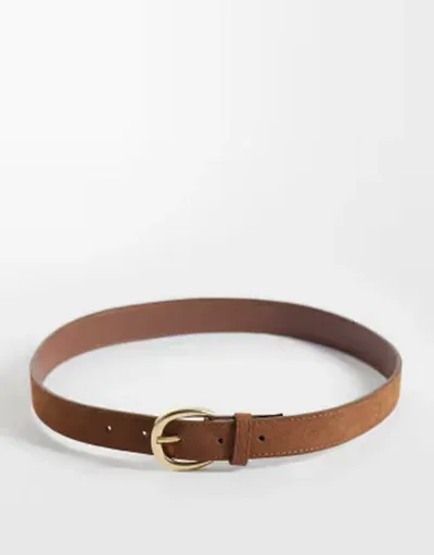 マンゴ レディース アクセサリー ベルト スエード Mango faux suede classic belt BROWN ブラウン