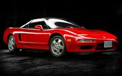 絵画風 壁紙ポスター (はがせるシール式) ホンダ アキュラ NSX 1991年 レッド キャラクロ HNSX-009W1 (ワイド版 921mm×576mm) <日本製> ウォールステッカー お風呂ポスター