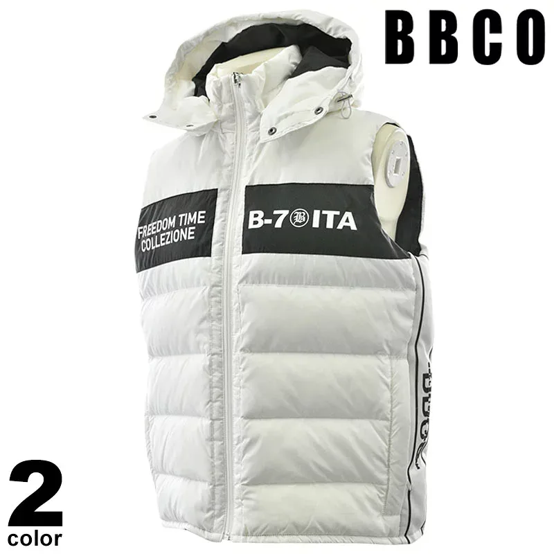 セール 30%OFF BBCO ビビコ ダウンベスト メンズ 2024秋冬 防寒 ダウン フード取り外し可能 ロゴ 45-3501-01