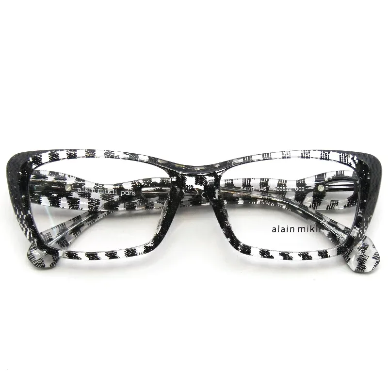 【中古】未使用 alain mikli アランミクリ メガネフレーム A03522 イタリア製 002 New damier black transparent/blackフォックス/ウェリントン ばね丁番 メガネ 眼鏡 サングラス 61004492