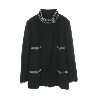 【2万円OFFクーポン対象 10/9 20時〜10/13 9:59】シャネル CHANEL ココマークボタン 衣料品 アウター ウール ブラック系 【中古】