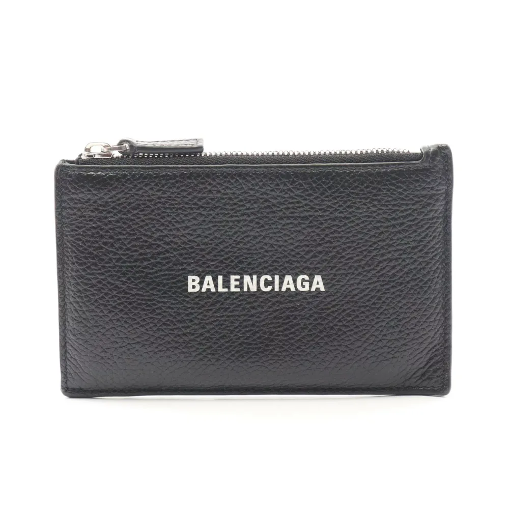 バレンシアガ BALENCIAGA キャッシュ ラージ ロング コイン&カードホルダー コインケース 財布 レザー ブラック系 【中古】