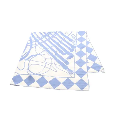 エルメス HERMES カレジェアン カレ140 Fouets et Badines Tattoo スカーフ 衣料品 シルク シルク ブルー系 / ホワイト系 【中古】
