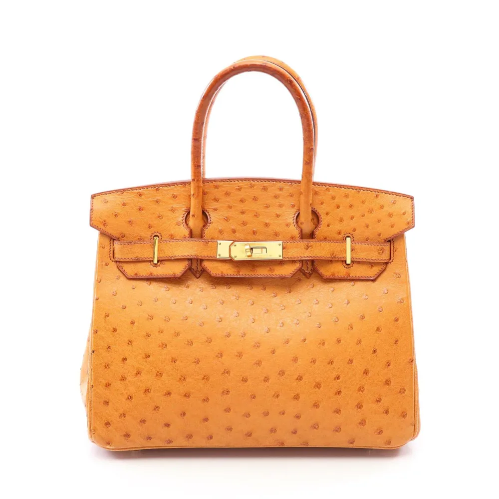 【4万円OFFクーポン対象 10/9 20時〜10/13 9:59】エルメス HERMES バーキン30 チェスナッツ ハンドバッグ バッグ オーストリッチ オーストリッチ ベージュ系 【中古】