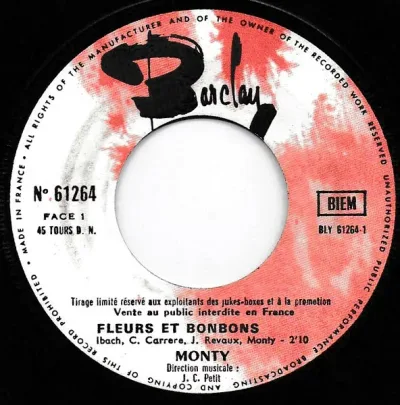 【中古】仏7” Monty (6) Fleurs Et Bonbons / Le Pacifique 61264 Barclay /00080