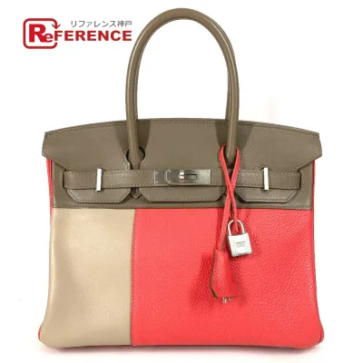 HERMES エルメス バーキン30 バーキン 30 カバン バッグ トートバッグ ハンドバッグ トリヨン /スイフト ユニセックス エトゥープ/アルジル/ローズジャイプール ピンク 【中古】