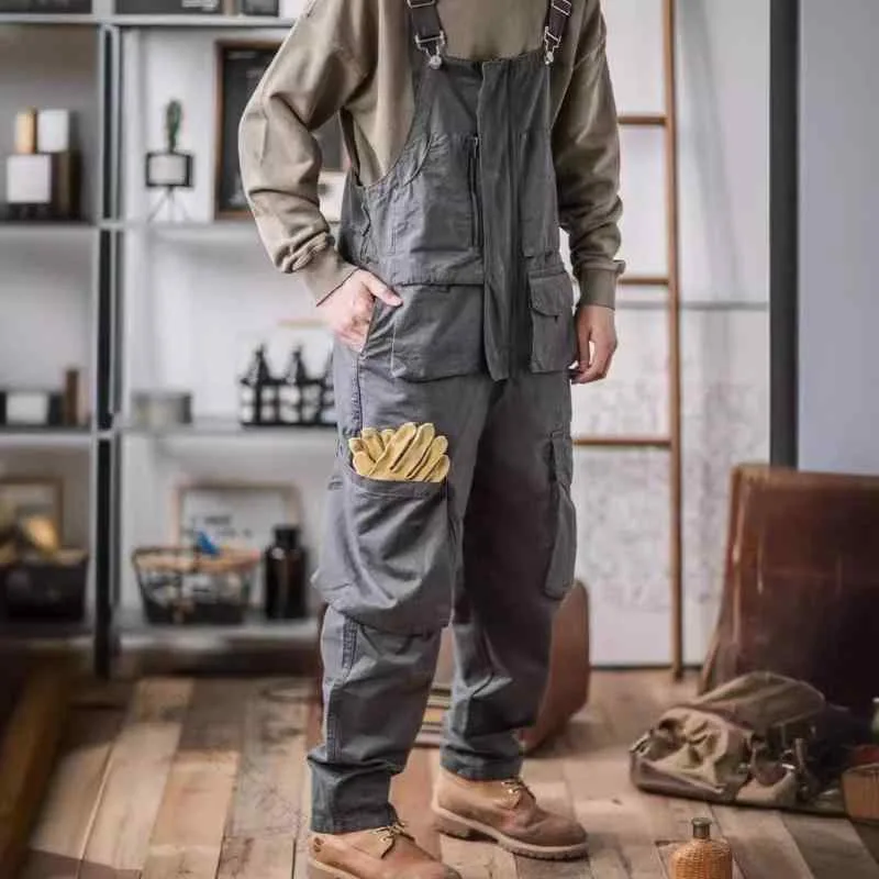 オーバーオール メンズ アメカジ レトロ ヴィンテージ ワーク デニム ウォッシュ ダメージ ルーズ ストレート サロペット カジュアル オールシーズン 男性用 こなれ感 ゆったり おしゃ
