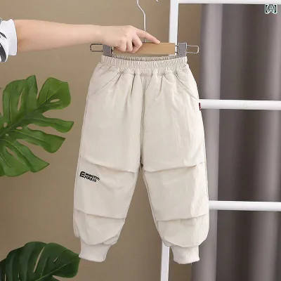 パンツ キッズ 男の子 女の子 ベビー ロングパンツ 長パンツ コットンパンツ 綿混 中綿入り 防寒パンツ 厚手 ズボン ボトムス カジュアル 裾リブ ウエストゴム チェック柄 韓国風 かわいい 通学 通園 お出かけ 秋冬 アイボリー ピンク
