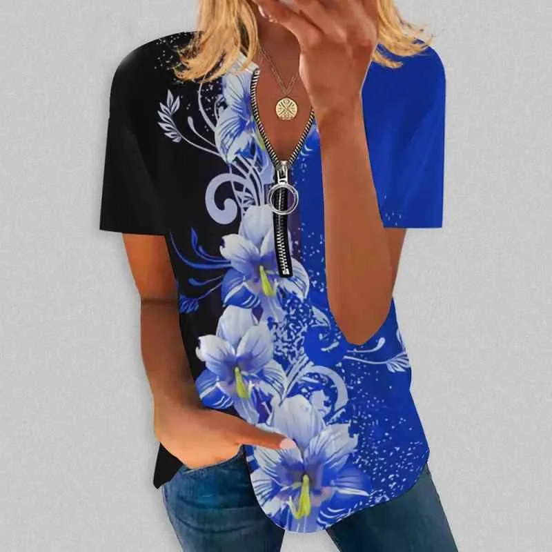 ポロシャツ レディース 半袖 Tシャツ カットソー トップス プルオーバー 襟付き ラウンドネック Vネック チャック ファスナー バラ 薔薇 ボーダー ストライプ ルーズ ゆったり 薄手 涼しい カジュアル 普段着 街着 サマー 夏物