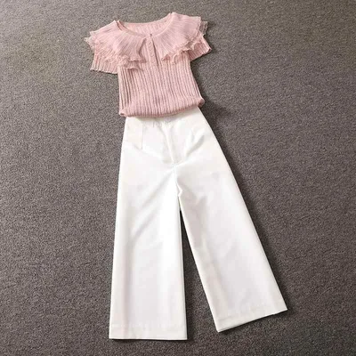 セットアップ レディース ニット 闊脚パンツ 2点セット 可愛い 上品 きれいめ カジュアル おしゃれ トップス ワイドパンツ 伸縮性 普段使い お出かけ 上下セット