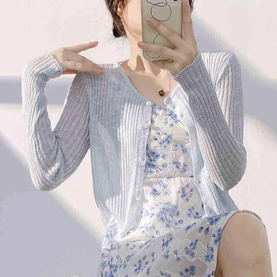 カーディガン レディース 長袖 サマーニット 接触冷感 薄手 羽織り ショート丈 UVカット 冷房対策 上着 無地 カジュアル