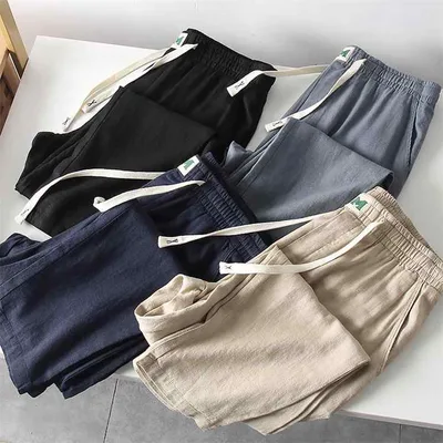 カジュアルパンツ メンズ 春夏 麻混紡 ストレートパンツ ロングパンツ パンツ ウエストゴム 吸汗 通気性 ゆったり 無地 シンプル 普段着 リラックス アウトドア 部屋着 ボトムス