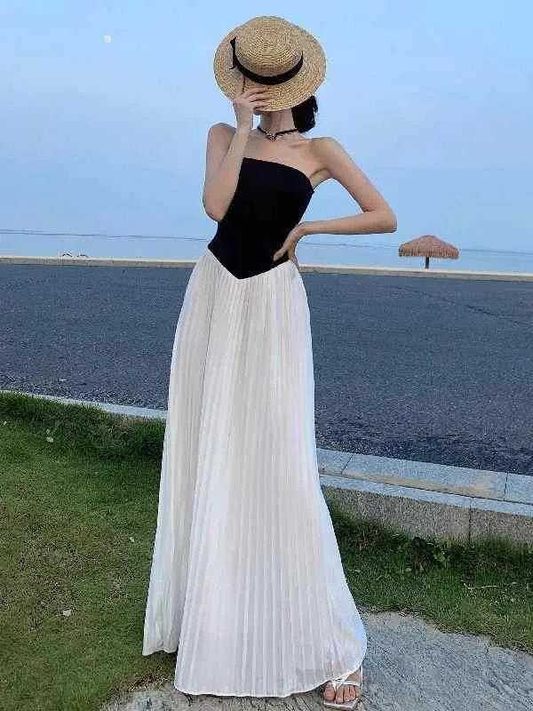 ワンピース レディース フレンチスタイル エレガント オフショルダー ベアトップ 切り替え プリーツスカート 春夏 フレアシルエット 上品 きれいめ フェミニン パーティー デート 通勤 お呼ばれ 大人かわいい 無地