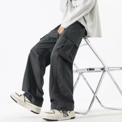 カーゴパンツ メンズ 夏 薄手 透気 涼しい アウトドア 登山 キャンプ スポーツ ロングパンツ ストレート 大容量 ポケット ボトムス ズボン カジュアル 10代 20代 30代 お出かけ 旅行 ブラック ダークグレー グリーン