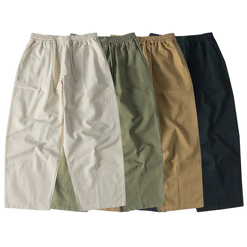 工装裤 カジュアルパンツ メンズ 春 秋 ワイド ワークパンツ 綿100% カーゴパンツ ロングパンツ ボトムス ゆったり 直筒 無地 アメカジ 通学 通勤 アウトドア キャンプ 旅行 カーキ ブラック ベージュ