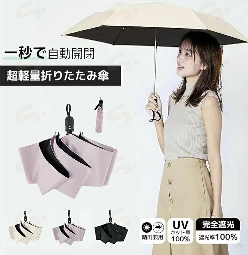日傘 超軽量 189g-199g UVカット率 100% 完全遮光 遮熱 ワンタッチ自動開閉 折りたたみ傘 コンパクト 折り畳み日傘 紫外線遮断 耐風撥水 軽量 折り畳み 折りたたみ 紫外線カット 遮光 遮熱効