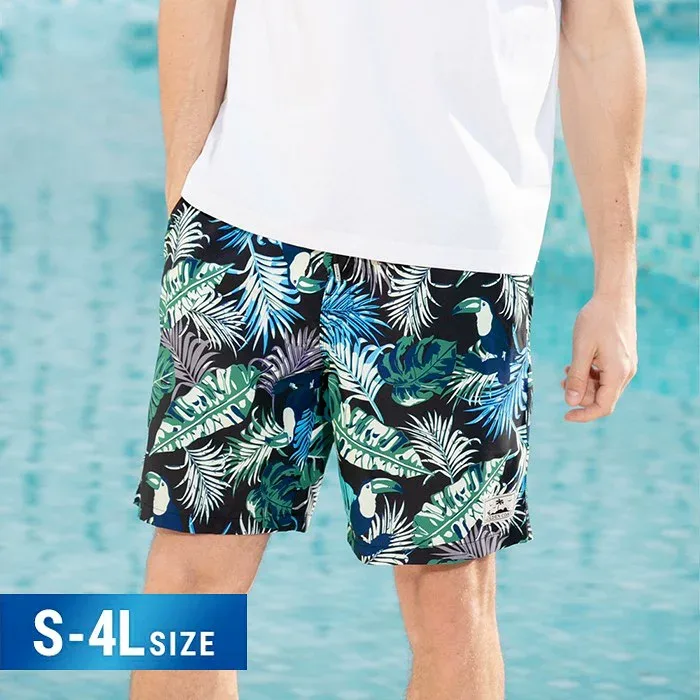 水着 メンズ サーフパンツ グリーン 総柄 S M L 2L 3L 4L 海パン サーフショーツ ボードショーツ ハーフパンツ 大きいサイズ 膝丈 ひざ丈 プール 海 海水浴 サーフィン サウナ おしゃれ 水陸両用 吸水速乾 耐塩素 uvカット ロング