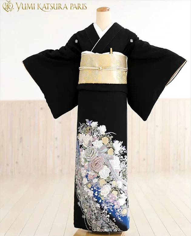 桂由美【留袖 レンタル】(レンタル留袖)(留袖レンタル)ts034 バラの王室 【レンタル 黒留袖】【黒留袖レンタル】【留め袖】【貸衣装】【結婚式】留袖レンタル【留袖フルセット】新品足袋プレゼント【女性和服】【母親】【fy16REN07】