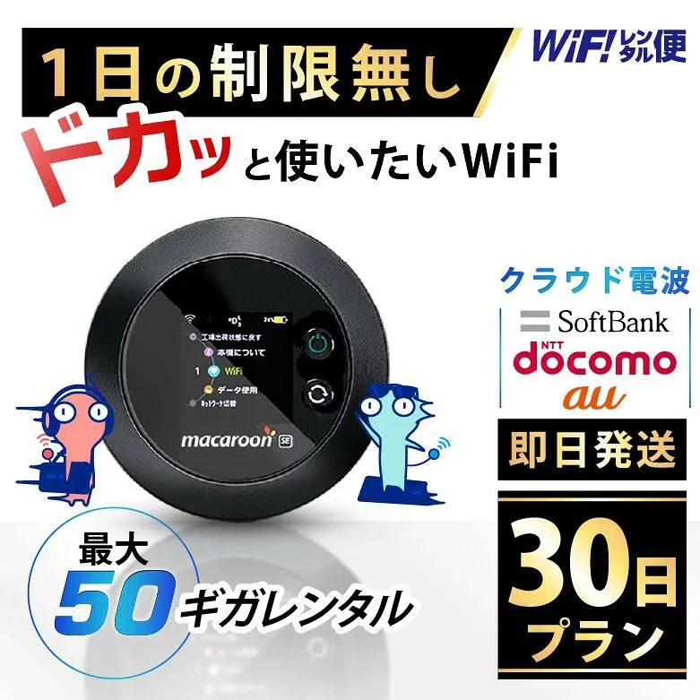 WiFi レンタル 30日 即日発送 レンタルwifi レンタルWi-Fi レンタルワイファイ wifiレンタル Wi-Fiレンタル ワイファイレンタル wi-fi ワイファイ 国内 ポケットwifi ポケットWi-Fi ポケットワイファイ 入院 旅行 一時帰国 sim モバイルWiFi 1ヶ月 501 ソフトバンク50GB 空港