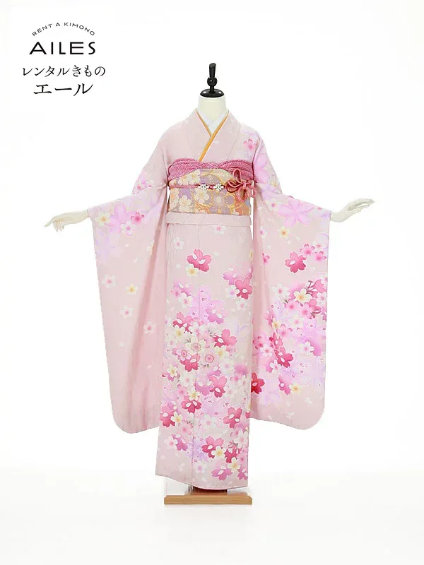 【レンタル】振袖レンタル フルセット(2月〜11月)AC0063 ピンク 桜 結婚式 結納 レンタル 貸衣裳 袋帯 草履 バック かわいい 人気 振袖 レンタル rental ふりそで 女性和服 フリソデ furisode 着物 きもの 新品足袋プレゼント 送料無料