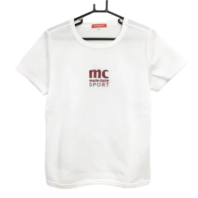 【25%OFFクーポン配布中!9/14まで】【新品】マリクレール Tシャツ 白 ロゴレッド 裏起毛 レディース L ゴルフウェア marie claire