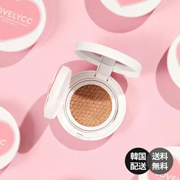 【Lovely 】Lovely CC Pink Cover Essence Sun Cushion ピンクカバーエッセンスサンクッション サンクッション トーンアップクッション 日焼け止め UVカット ベースメイク 韓国コスメ