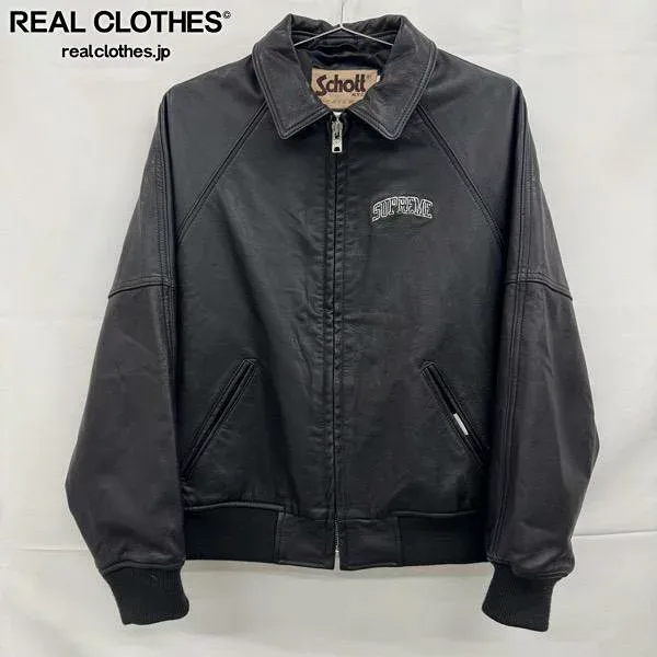 【中古】Supreme×Schott/シュプリーム×ショット【19AW】Martin Wong 8-Ball Leather Varsity Jacket/レザーバーシティージャケット/ブラック/S