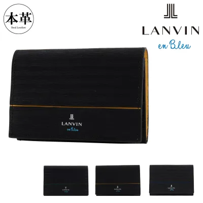 ランバンオンブルー 名刺入れ ロージュ 516603 LANVIN en Bleu カードケース マルチケース 型押し牛革 メンズ