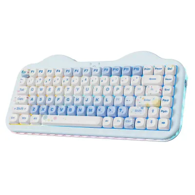 C75 ワイヤレス メカニカルキーボード 75%レイアウト ホットスワップ対応 クリーミーキーボード NKRO PBT MOA キーキャップ RGBバックライト ガスケットマウント 可愛いケーキデザイン BT5.0/