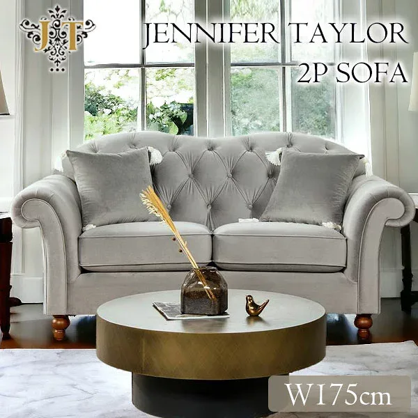 ジェニファーテイラー 2人掛け ソファー ベロアグレー ソファ 椅子 イス 輸入家具 おしゃれ ヨーロピアン ソファー Jennifer Taylor 【開梱設置付き】