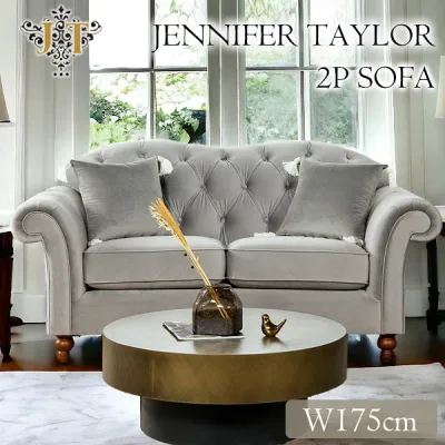 ジェニファーテイラー 2人掛け ソファー ベロアグレー ソファ 椅子 イス 輸入家具 おしゃれ ヨーロピアン ソファー Jennifer Taylor 【開梱設置付き】