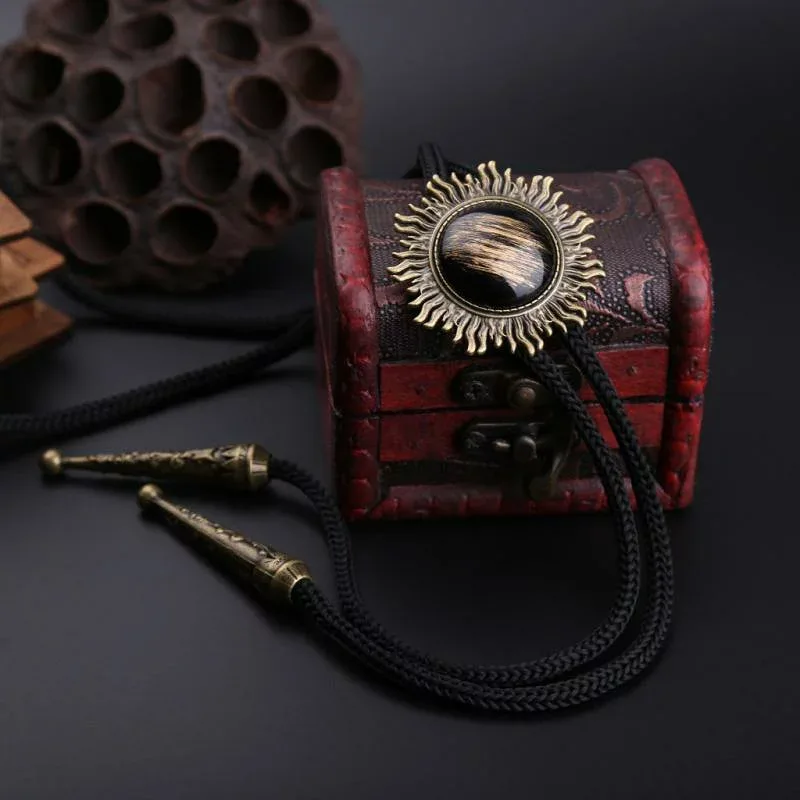 ボロタイ メンズ レトロ 黒瑪瑙 宝石 ストーン ネックアクセサリー 襟元 装飾品 ジュエリー トレンド デザイン
