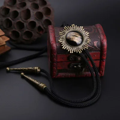 ボロタイ メンズ レトロ 黒瑪瑙 宝石 ストーン ネックアクセサリー 襟元 装飾品 ジュエリー トレンド デザイン