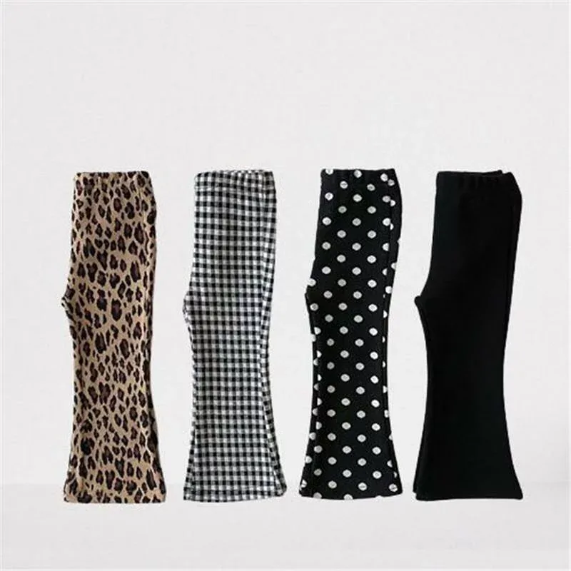 Pants for Girls, Kids, Plaid Flare Pants, Wide Leg, Spring/Autumn, Casual, Long Pants, Everyday Use, Stylish, Trendy, Cute