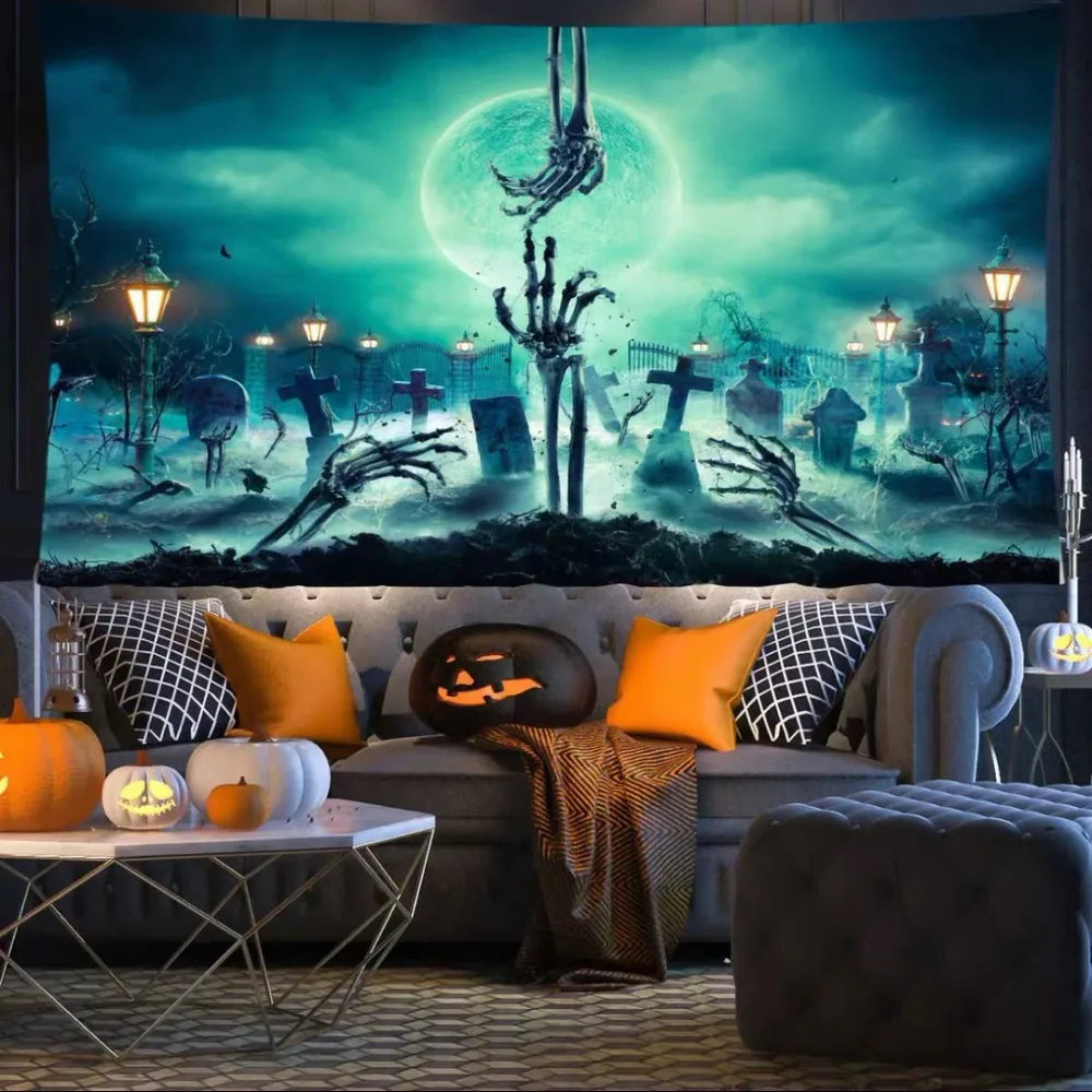 A065209タペストリー ハロウィン カボチャ布ポスター 壁面装飾 壁掛け飾り 窓 背景布