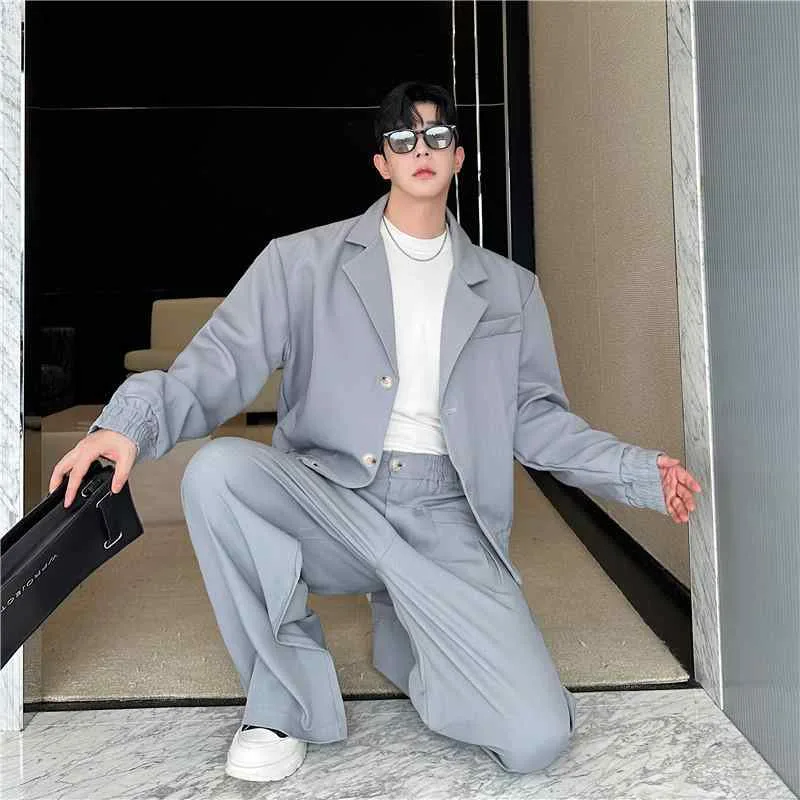メンズ 春夏 コート ジャケット シンプル スタイリッシュ 短丈 ストレートパンツ ビジネス スーツ セット 軽量 ストレッチ 綿混 紳士用 通勤 普段使い カジュアル