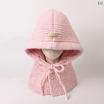 Women's Autumn/Winter Knit Hat, Balaclava with Ear Flaps, Integrated Scarf, Cold Protection, Warm Retro, Warm, Wool, Soft, Outdoor, Everyday Use