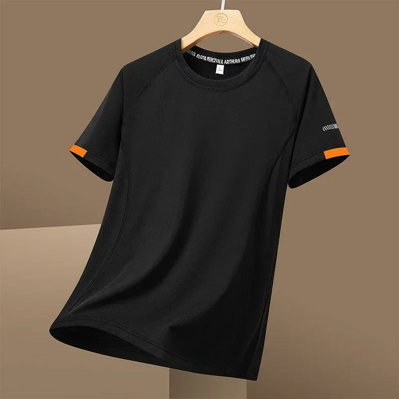 メンズ 短袖 Tシャツ トップス 夏 春夏 薄手 透気性 運動用 伸縮性 吸湿速乾 接触冷感 再生繊維 カジュアル 普段使い 通勤用 軽量 ブラック グレー ネイビー ピンク系 アイボリー