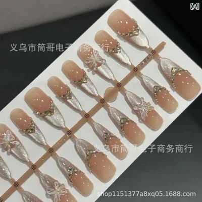 ネイルチップ 蝶モチーフ ラ女性トーン ドット柄 メンズ レディース 着脱可能 軽量 伸縮性 日常使い 指先アクセサリー かわいい カラフル 夏向け 接触冷感素材