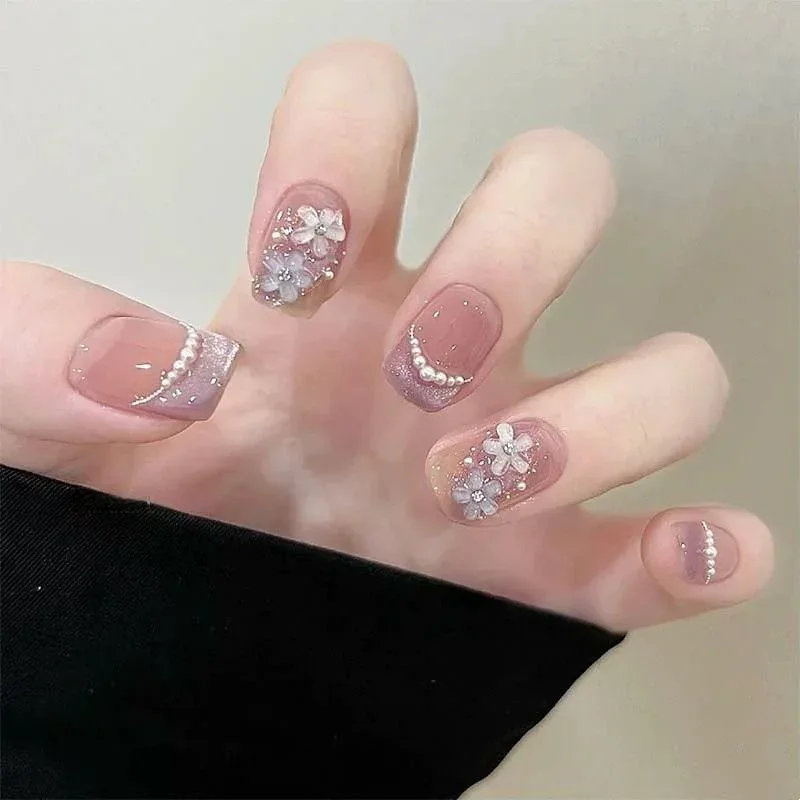 ネイルチップ 猫眼 かわいい 短め 女性用 軽量 取り外し可能 指甲パーツ クリア ピンク系 ビューティーアクセサリー 日常使い セルフネイル シンプルスタイル ジェル仕上げ