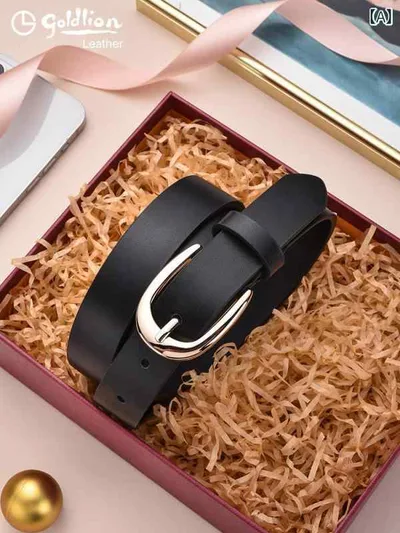Women's belt, leather, cowhide, pin buckle, simple, denim, for jeans, spring/summer, everyday use, stylish, lightweight