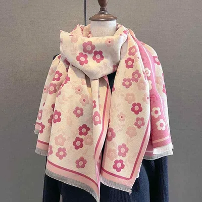 ショール 女性用 秋冬 ピンク 高級感 厚手 調 韓国 二way マフラー 暖か 合成繊維 ストール 防寒 普段使い