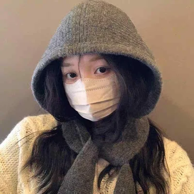 レディース 秋冬 ニット帽子 マフラー 一体型 バラクラバ風 暖か 伸縮性 保温 普段使い グレー系 ブラック