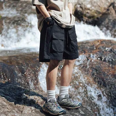 メンズ アウトドア ワーク ハーフパンツ 夏用 速乾 ゆったり カジュアル 立体 多ポケット 登山 キャンプ 軽量 吸湿 機能性