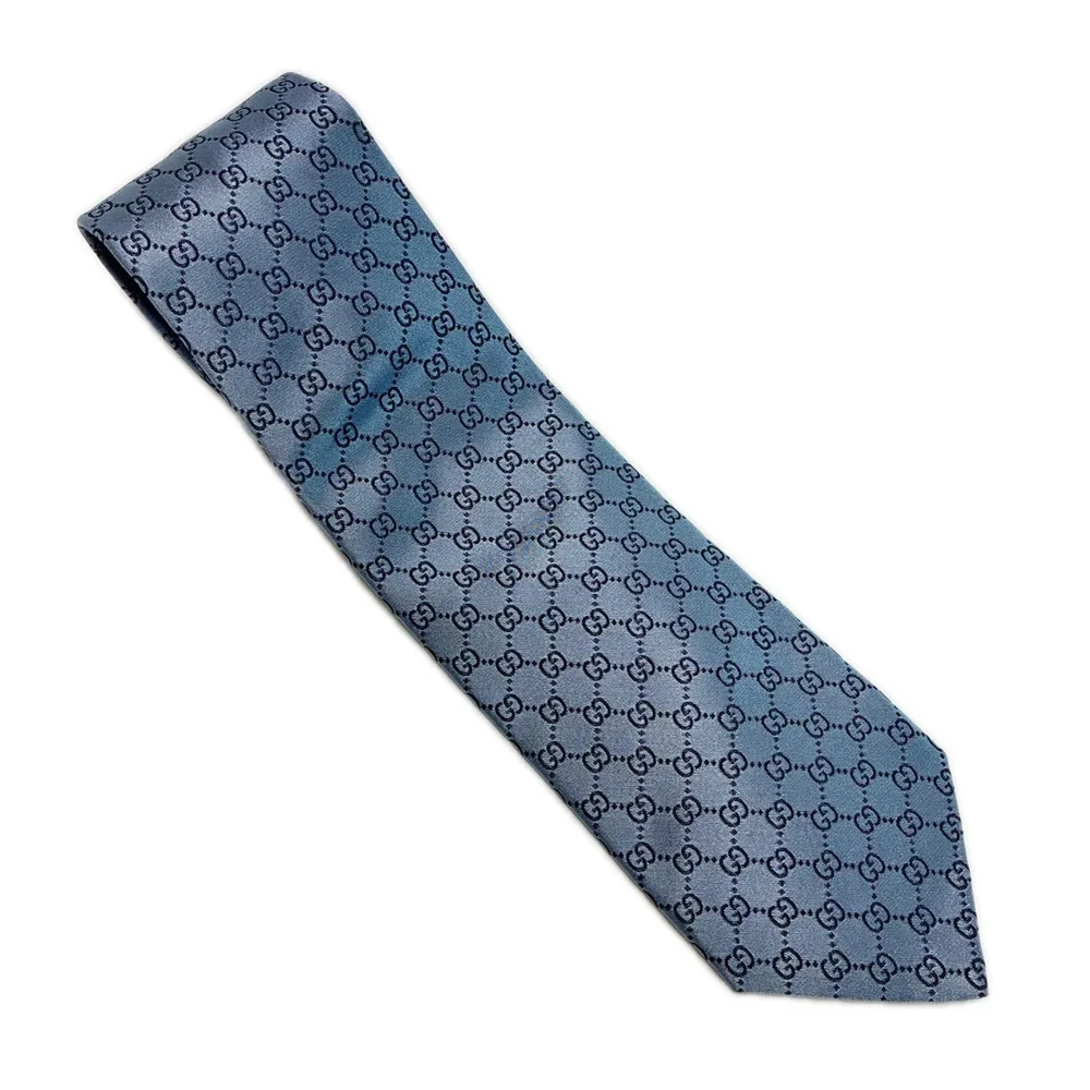 【中古】GUCCI グッチ GG ネクタイ スカイブルー シルク100% メンズ Bランク