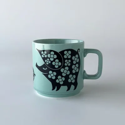 Hornsea マグカップ Piggie Family Teal イギリス 輸入 雑貨 ミッドセンチュリー 英国 ホーンジー 花柄 レトロ おしゃれ 食器 80846