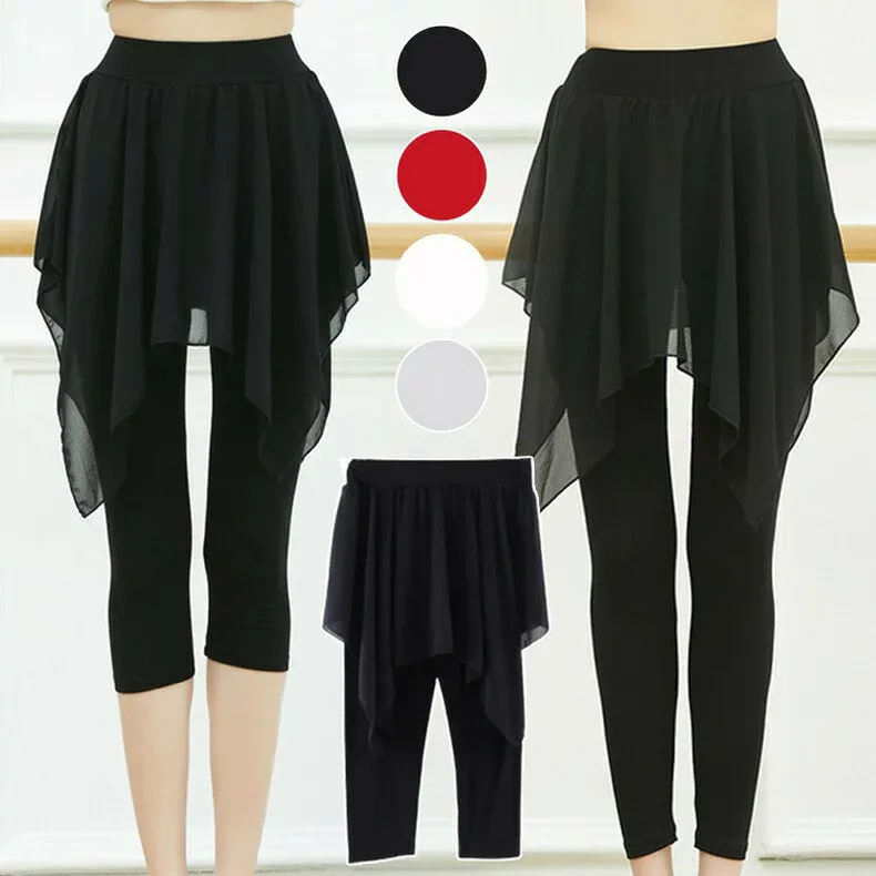 【新発売限定記念価格!】レディース 美脚 スカート付き レギンス ダンス パンツ ガウチョ アラジンパンツ ヨガパンツ レッスンウェア レッスンパンツ 社交ダンス ラテンダンス ヒップホップ ベリーダンス衣装 アラビアン サムエルパンツ フレアパンツ スカーチョ スカンツ