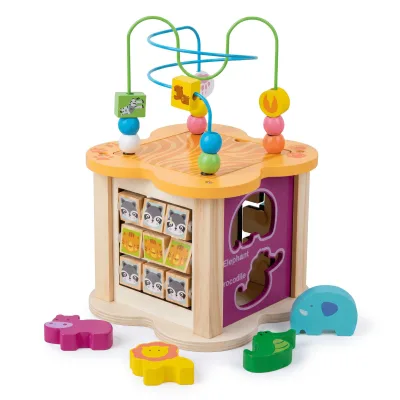 知育玩具 赤ちゃん 木製玩具 ルーピング アクティビティキューブ 1歳 2歳 3歳 型はめ パズル 動物 指先訓練 脳トレ 女の子 男の子 出産祝い 誕生日 プレゼント クリスマス